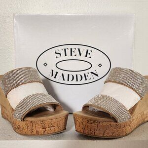 Rhinestone Wedge Sandals by Steve Madden, Size 7
